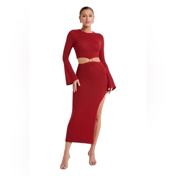Meshki Red Cut-Out Maxi Dress - Picture 1 of 6